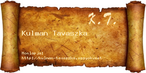 Kulman Tavaszka névjegykártya